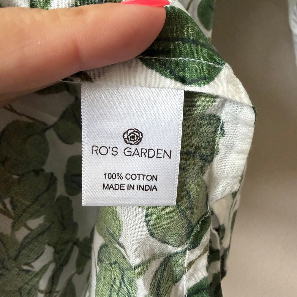Tuckernuck Ro's Garden Marcia Top White Green Leaf Size L - Picture 5 of 6